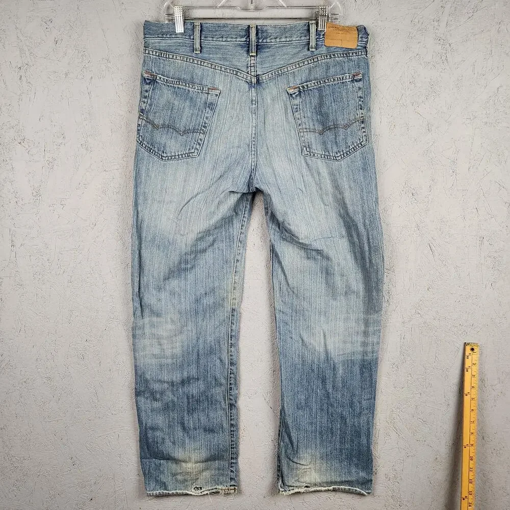 Vintage American Eagle Jeans Mens 34x30 Light Wash Blue Straight Leg Button Fly